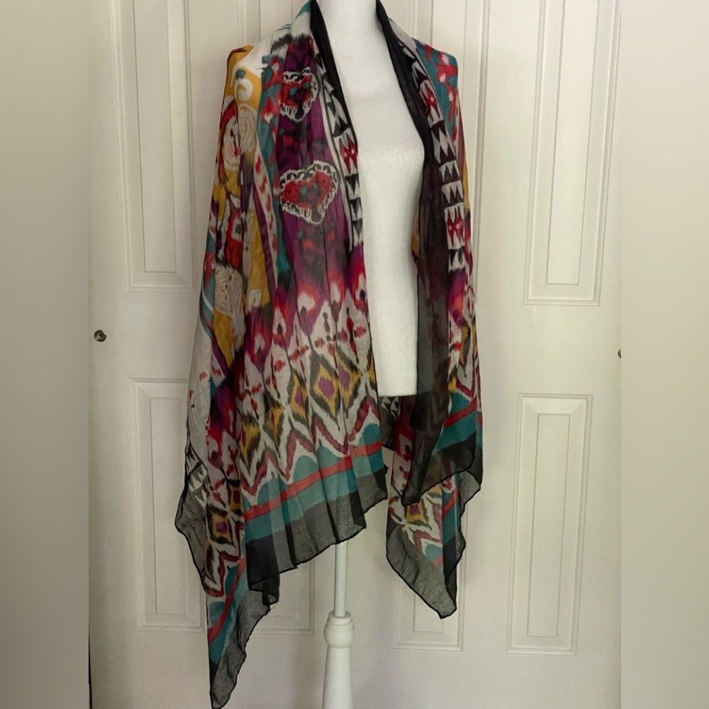 Scarf Wrap Beach Cover-up Aztec Design Teal Gold Purple Red Black Western Vibe